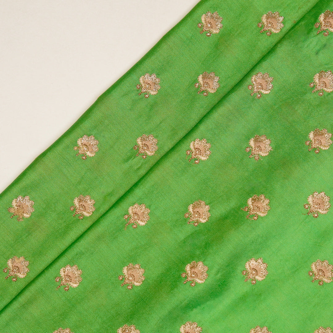 Hemika Buti on Forest Green Silk Chanderi Embroidered Fabric