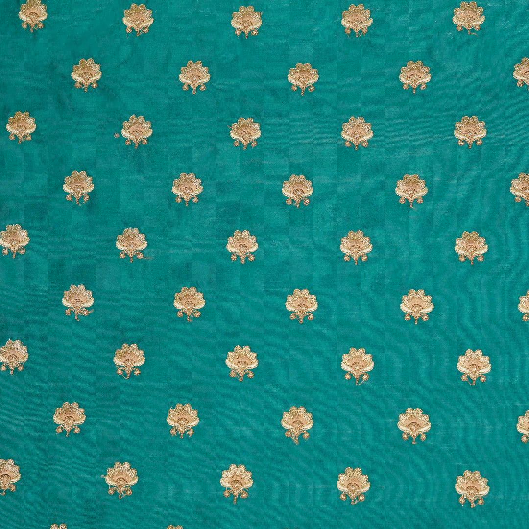 Hemika Buti on Teal Green Silk Chanderi Embroidered Fabric