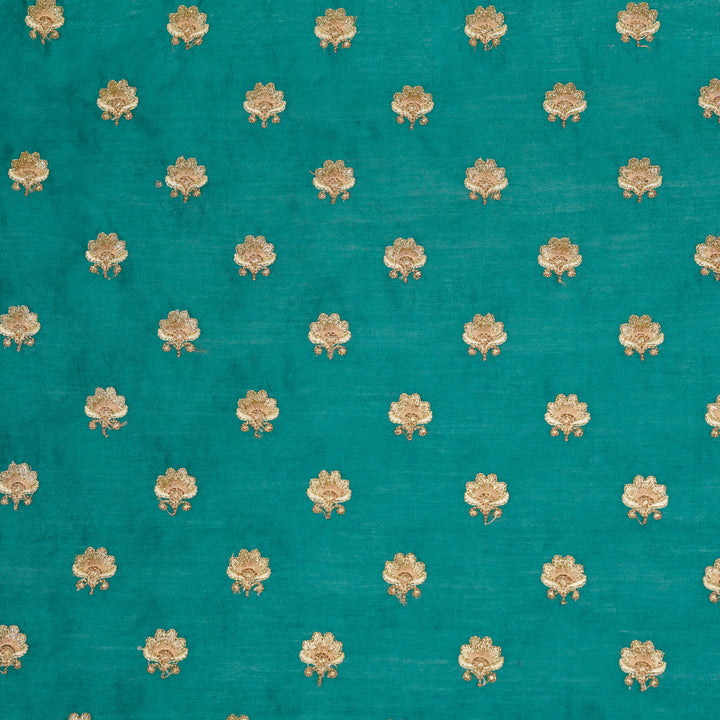 Hemika Buti on Teal Green Silk Chanderi Embroidered Fabric