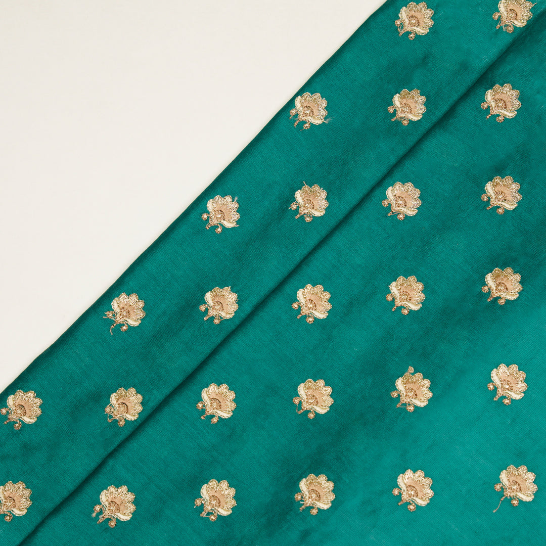 Hemika Buti on Teal Green Silk Chanderi Embroidered Fabric