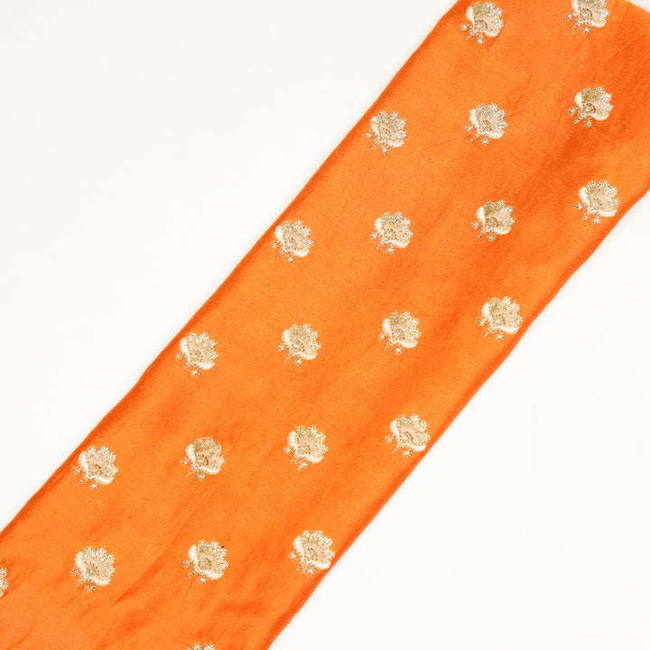 Hemika Buti on Neon Orange Silk Chanderi Embroidered Fabric