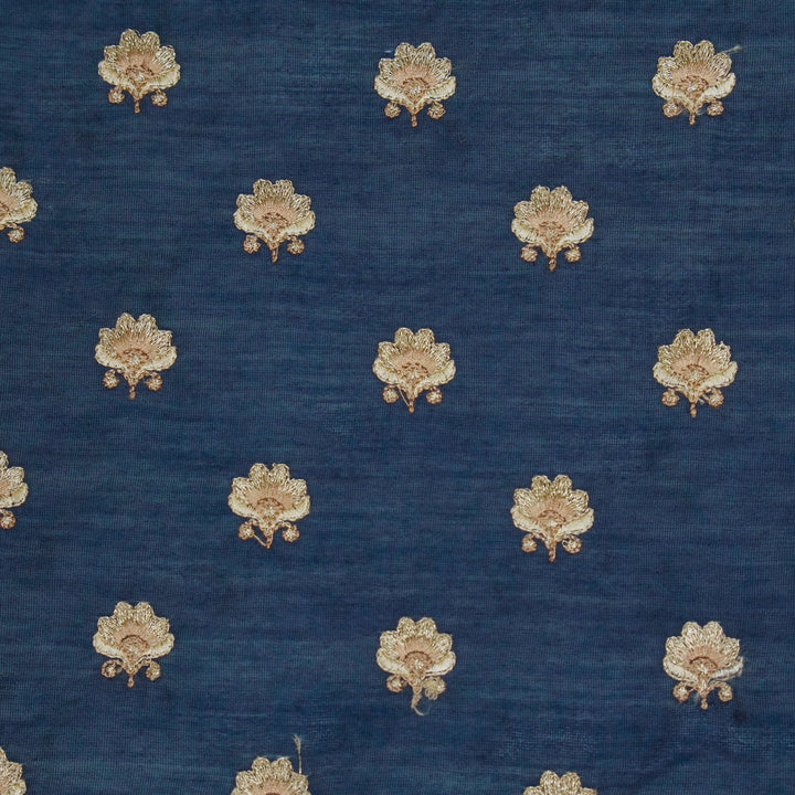 Hemika Buti on Navy Blue Silk Chanderi Embroidered Fabric