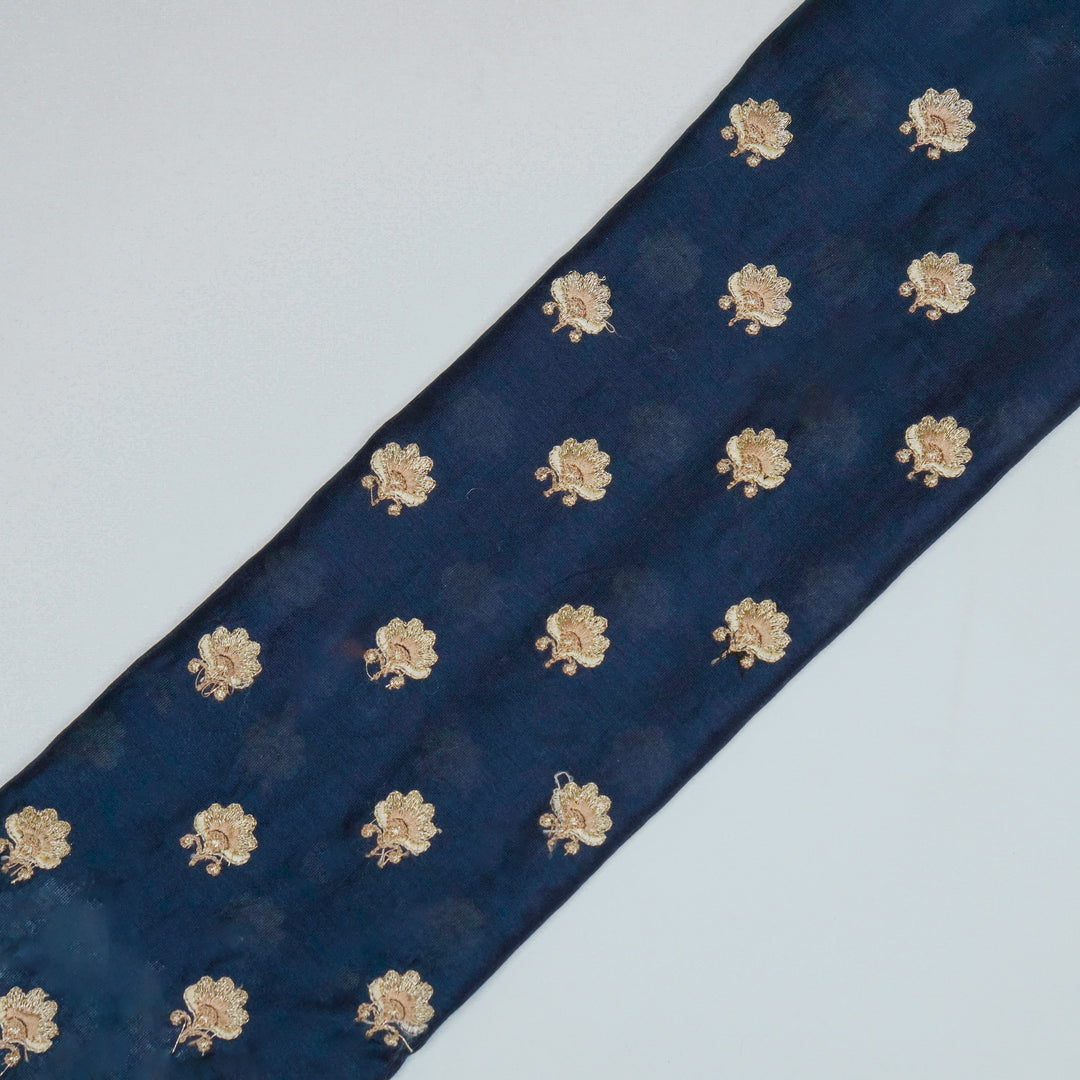 Hemika Buti on Navy Blue Silk Chanderi Embroidered Fabric