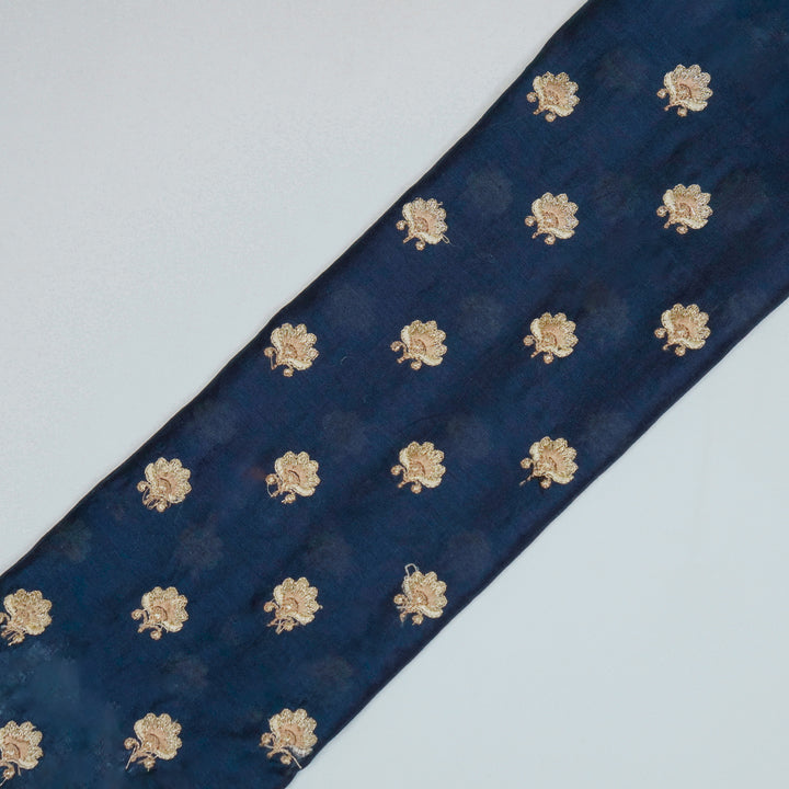 Hemika Buti on Navy Blue Silk Chanderi Embroidered Fabric