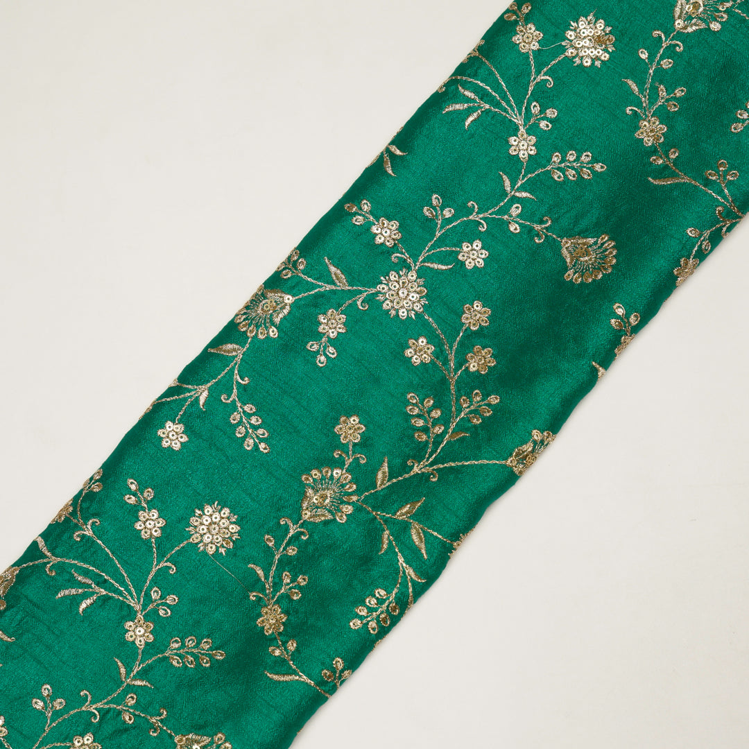 Floral Crown Jaal of Zari with Sequin Touch on Teal Semi Raw Silk