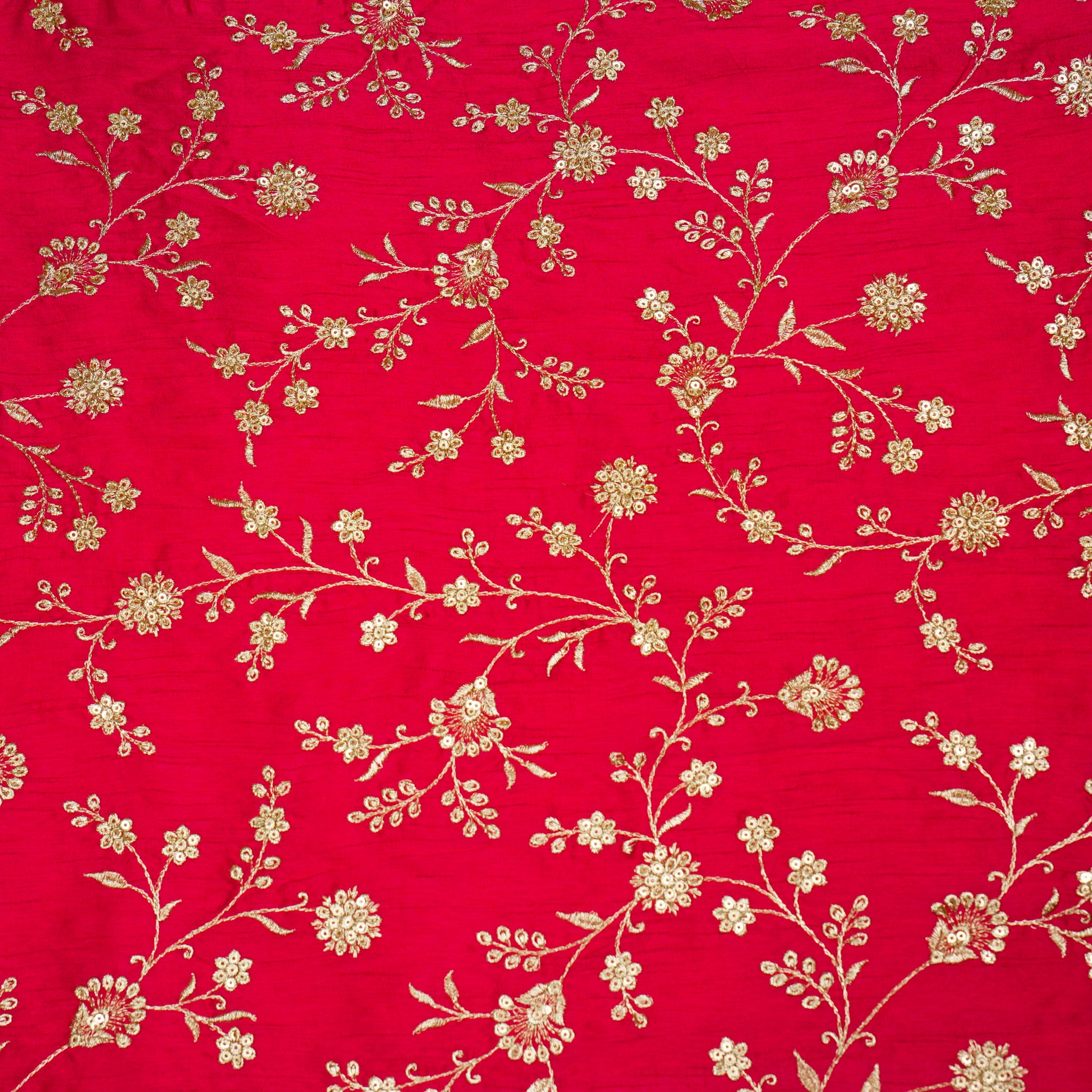 Floral Crown Jaal of Zari with Sequin Touch on Hot Pink Semi Raw