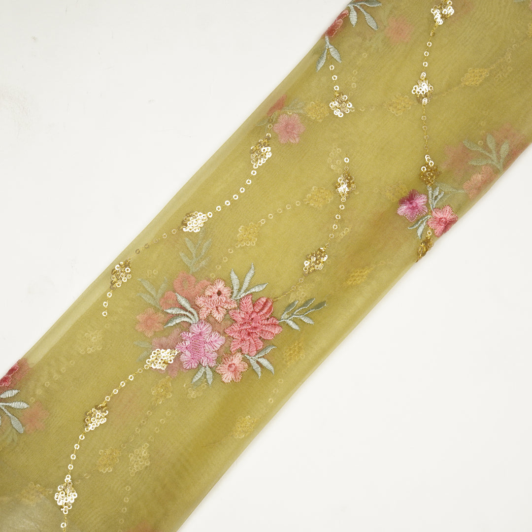 Purvai Floral Jaal on Lemon Silk Organza