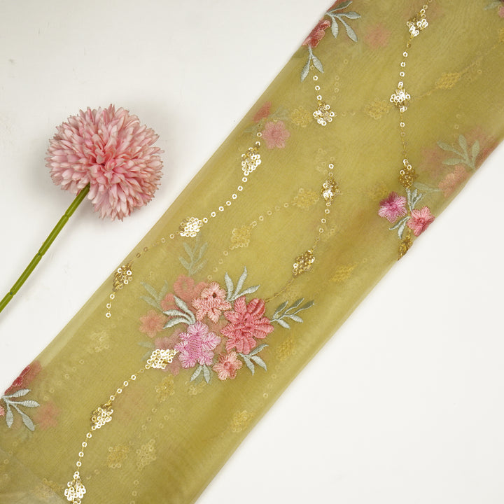 Purvai Floral Jaal on Lemon Silk Organza