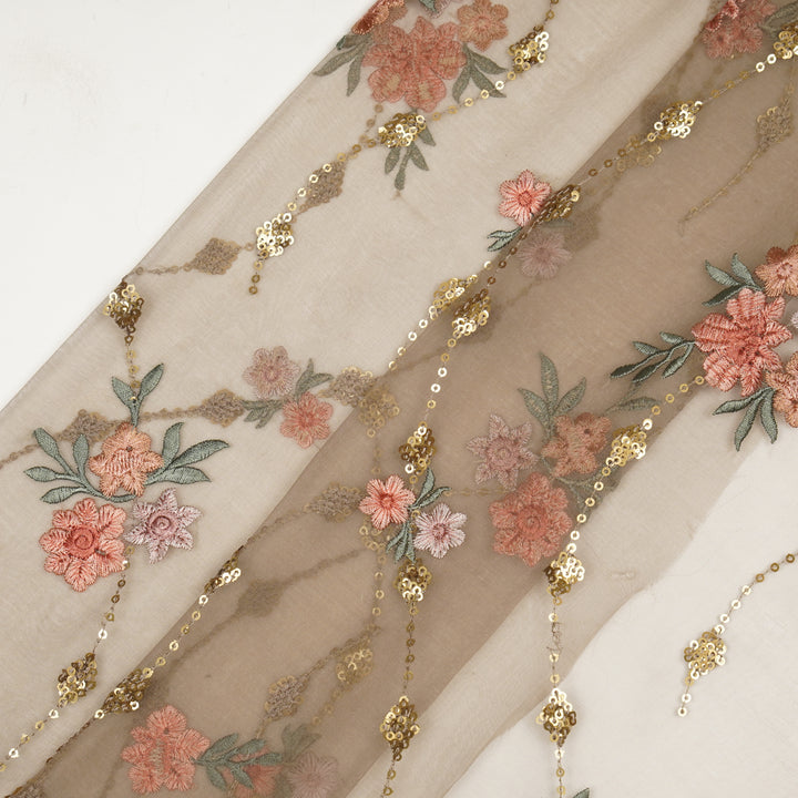 Purvai Floral Jaal On Blush Silk Organza-Zarinama