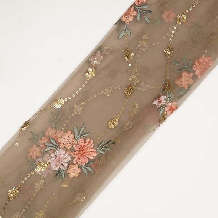 Purvai Floral Jaal On Blush Silk Organza-Zarinama