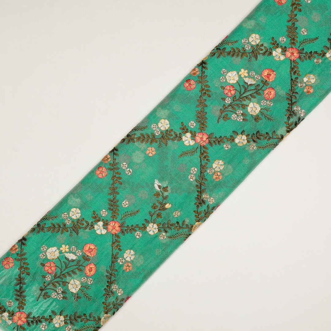 Charita Jaal on Aqua Silk Chanderi Embroidered Fabric