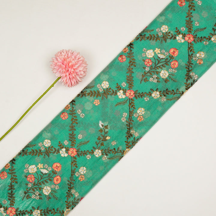 Charita Jaal on Aqua Silk Chanderi Embroidered Fabric