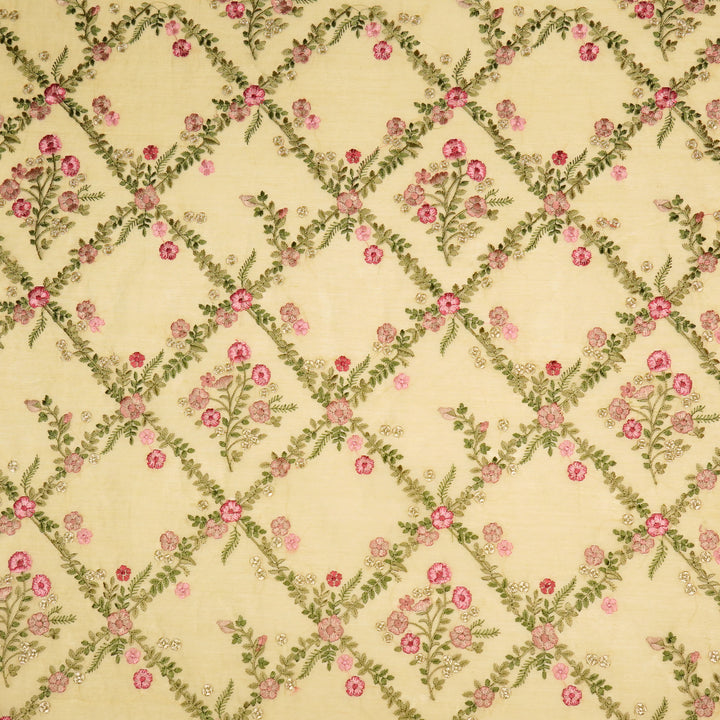 Charita Jaal on Beige Silk Chanderi Embroidered Fabric