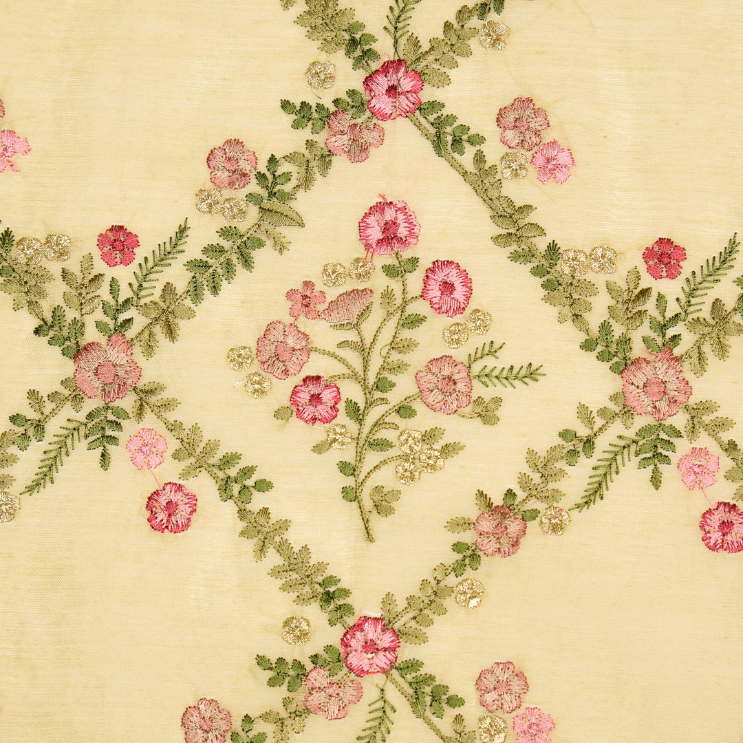 Charita Jaal on Beige Silk Chanderi Embroidered Fabric