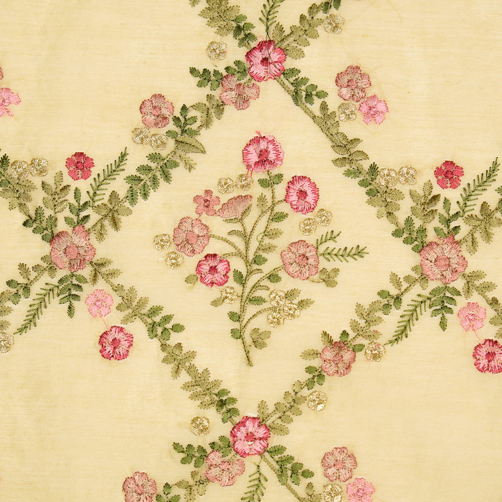 Charita Jaal on Beige Silk Chanderi Embroidered Fabric