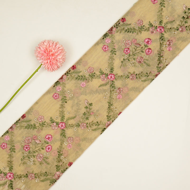 Charita Jaal on Beige Silk Chanderi Embroidered Fabric