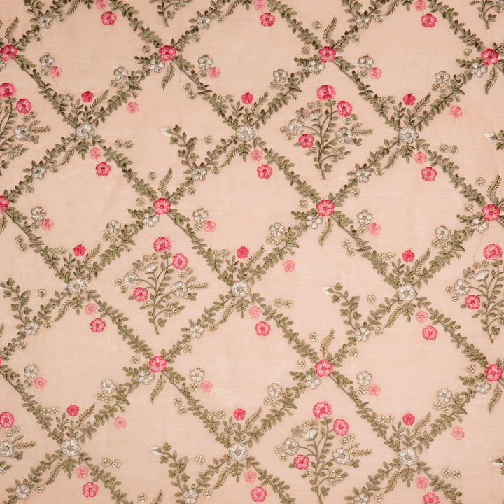 Charita Jaal on Peach Silk Chanderi Embroidered Fabric