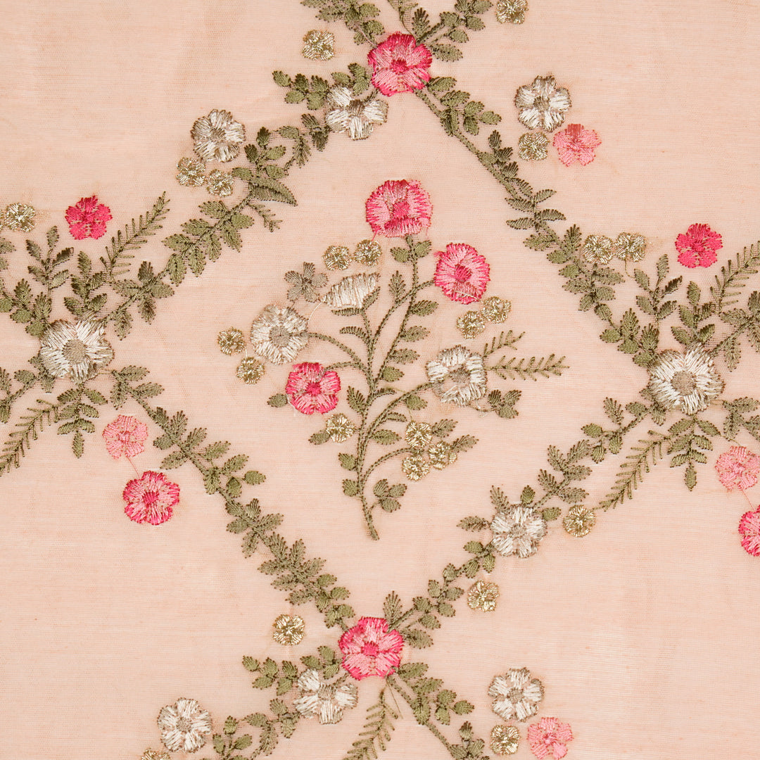 Charita Jaal on Peach Silk Chanderi Embroidered Fabric