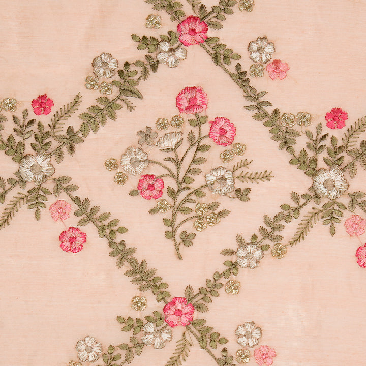 Charita Jaal on Peach Silk Chanderi Embroidered Fabric