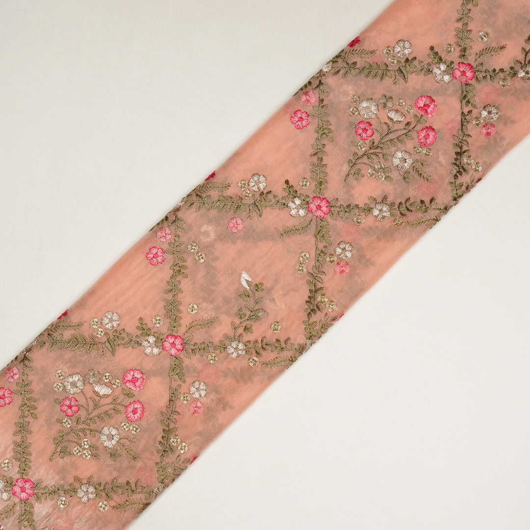 Charita Jaal on Peach Silk Chanderi Embroidered Fabric