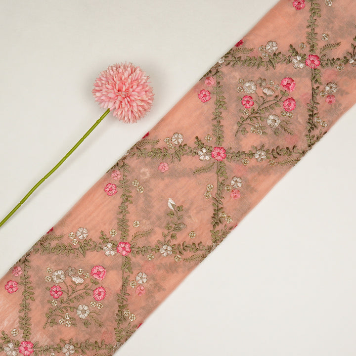 Charita Jaal on Peach Silk Chanderi Embroidered Fabric