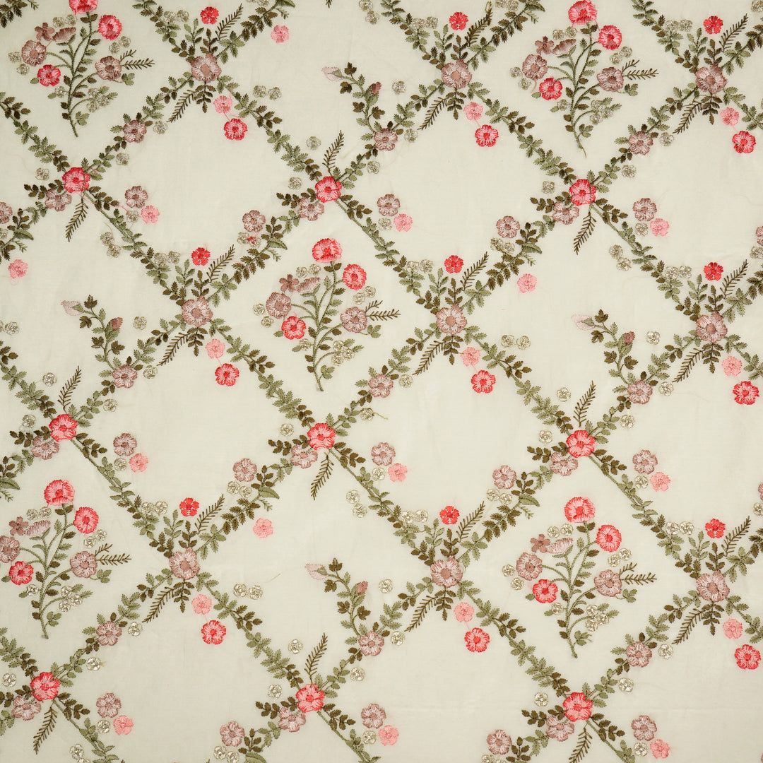 Charita Jaal on Cream Silk Chanderi Embroidered Fabric