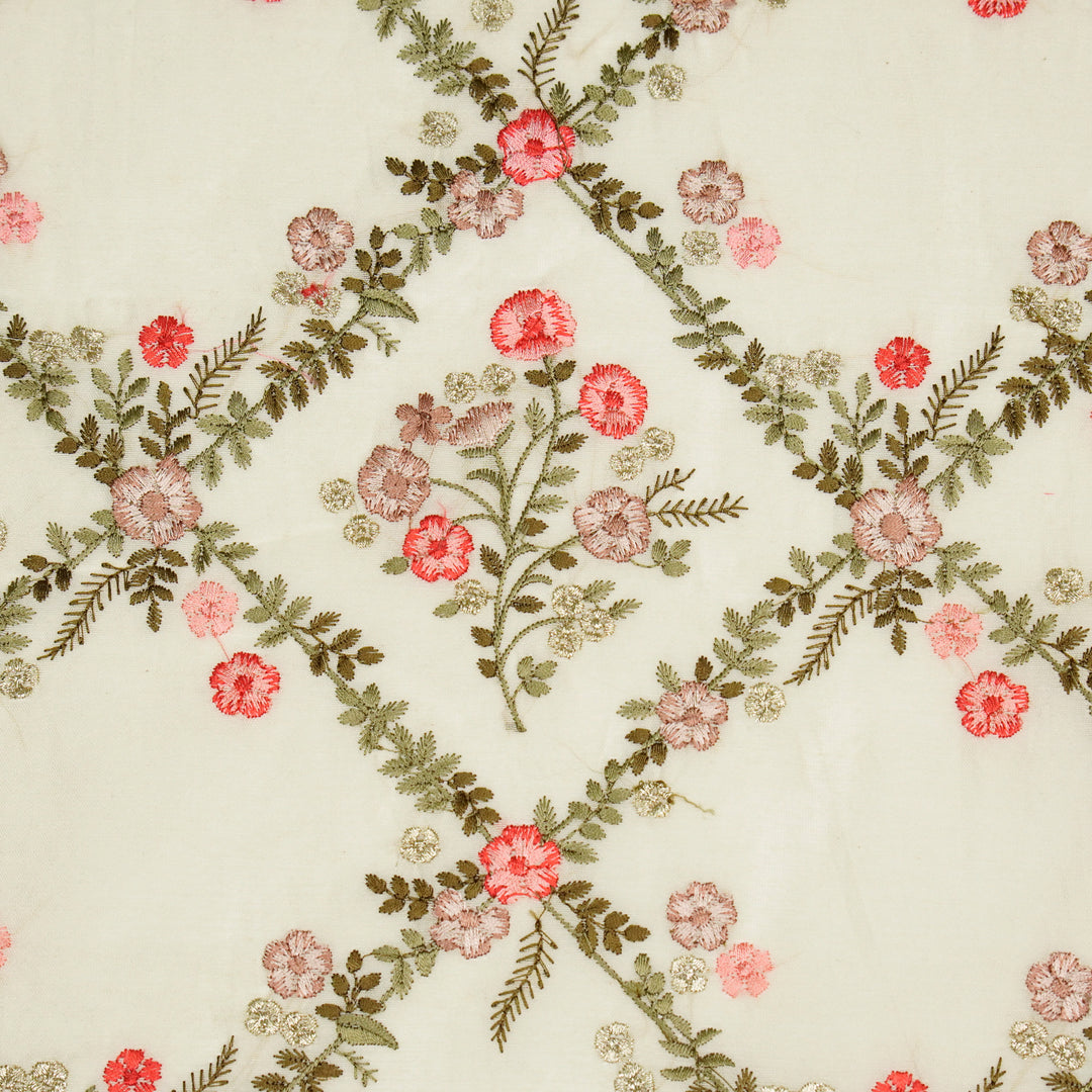 Charita Jaal on Cream Silk Chanderi Embroidered Fabric