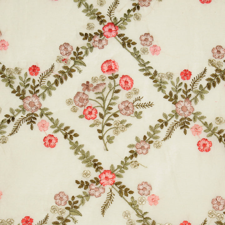 Charita Jaal on Cream Silk Chanderi Embroidered Fabric