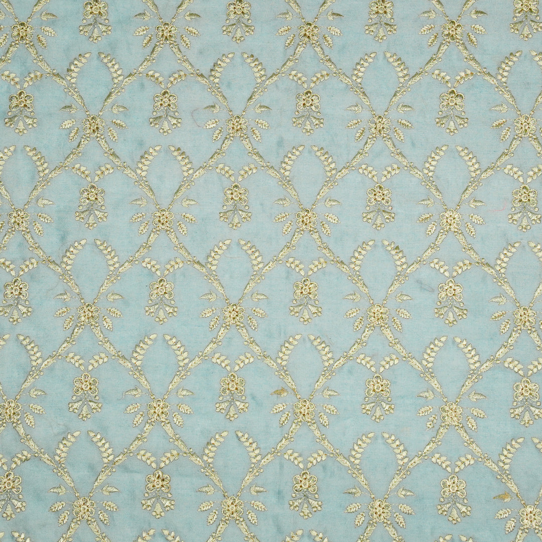 Trishika Jaal on Sky Blue Silk Chanderi Embroidered Fabric
