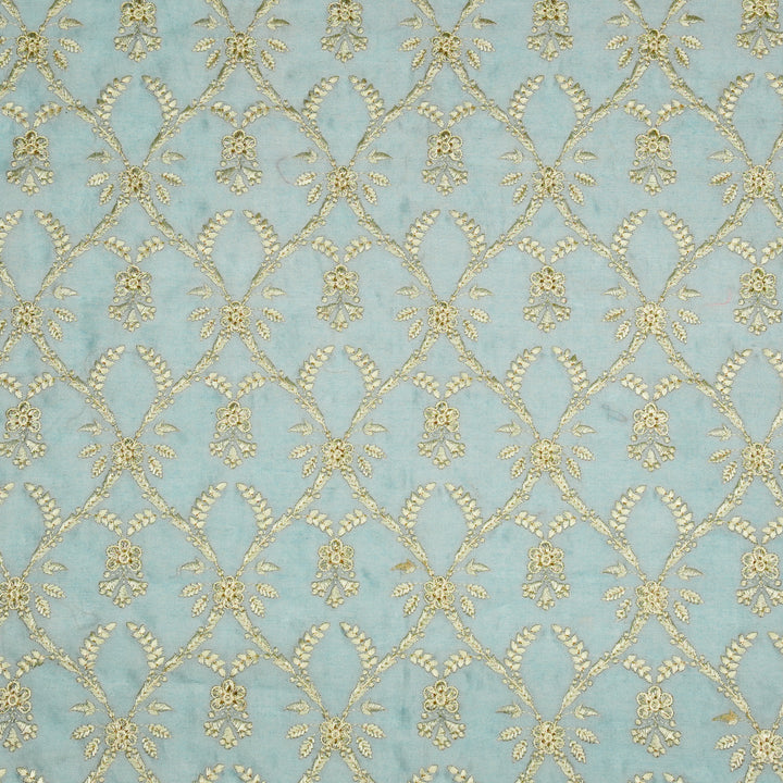 Trishika Jaal on Sky Blue Silk Chanderi Embroidered Fabric