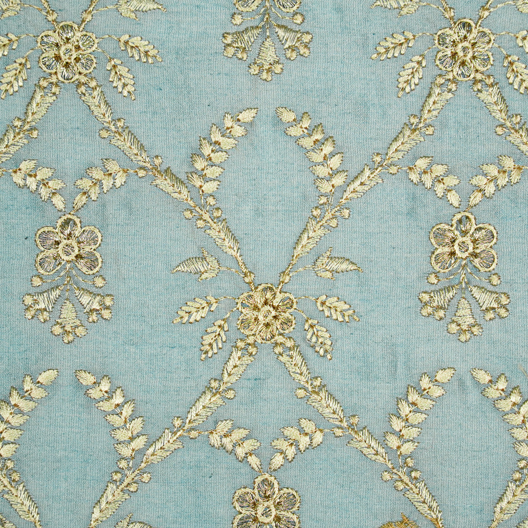 Trishika Jaal on Sky Blue Silk Chanderi Embroidered Fabric