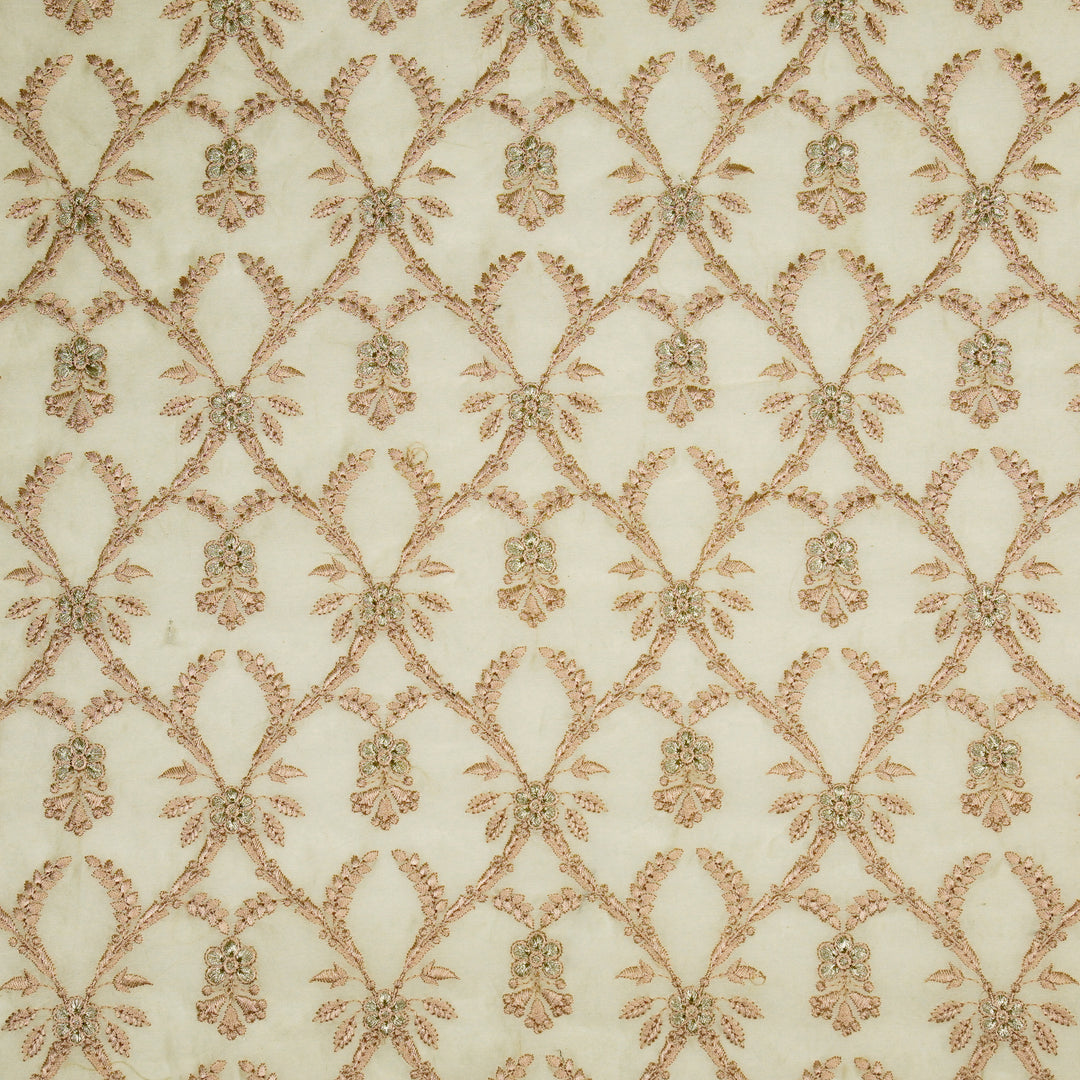 Trishika Jaal on Cream Silk Chanderi Embroidered Fabric