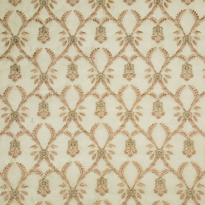 Trishika Jaal on Cream Silk Chanderi Embroidered Fabric