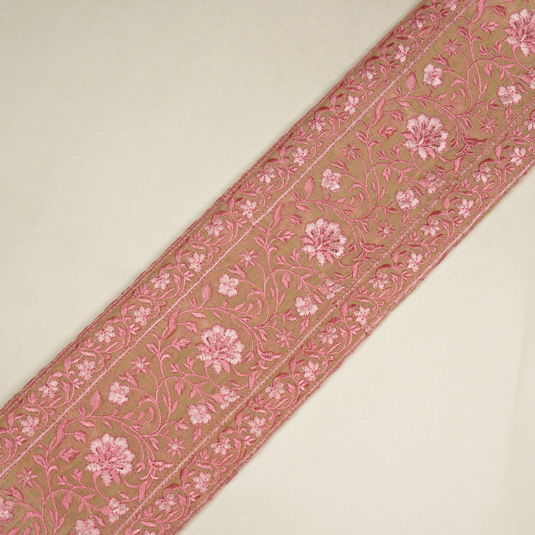 Shan Jaal on Cream/Pink Cotton Silk Embroidered Fabric