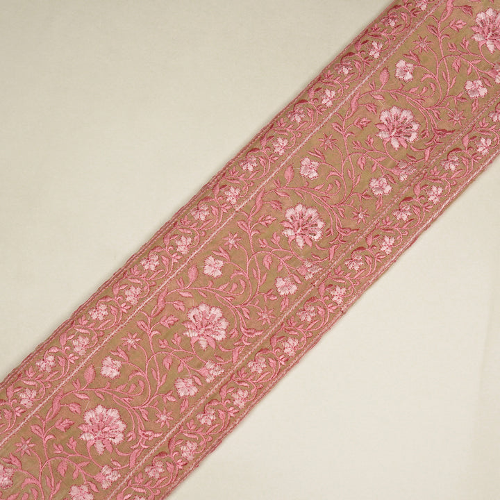 Shan Jaal on Cream/Pink Cotton Silk Embroidered Fabric