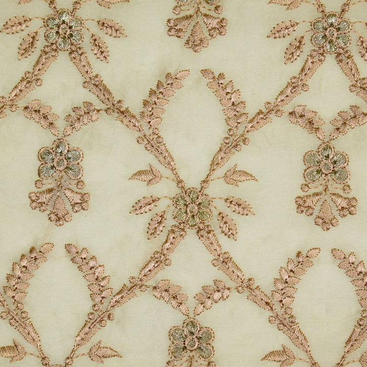 Trishika Jaal on Cream Silk Chanderi Embroidered Fabric