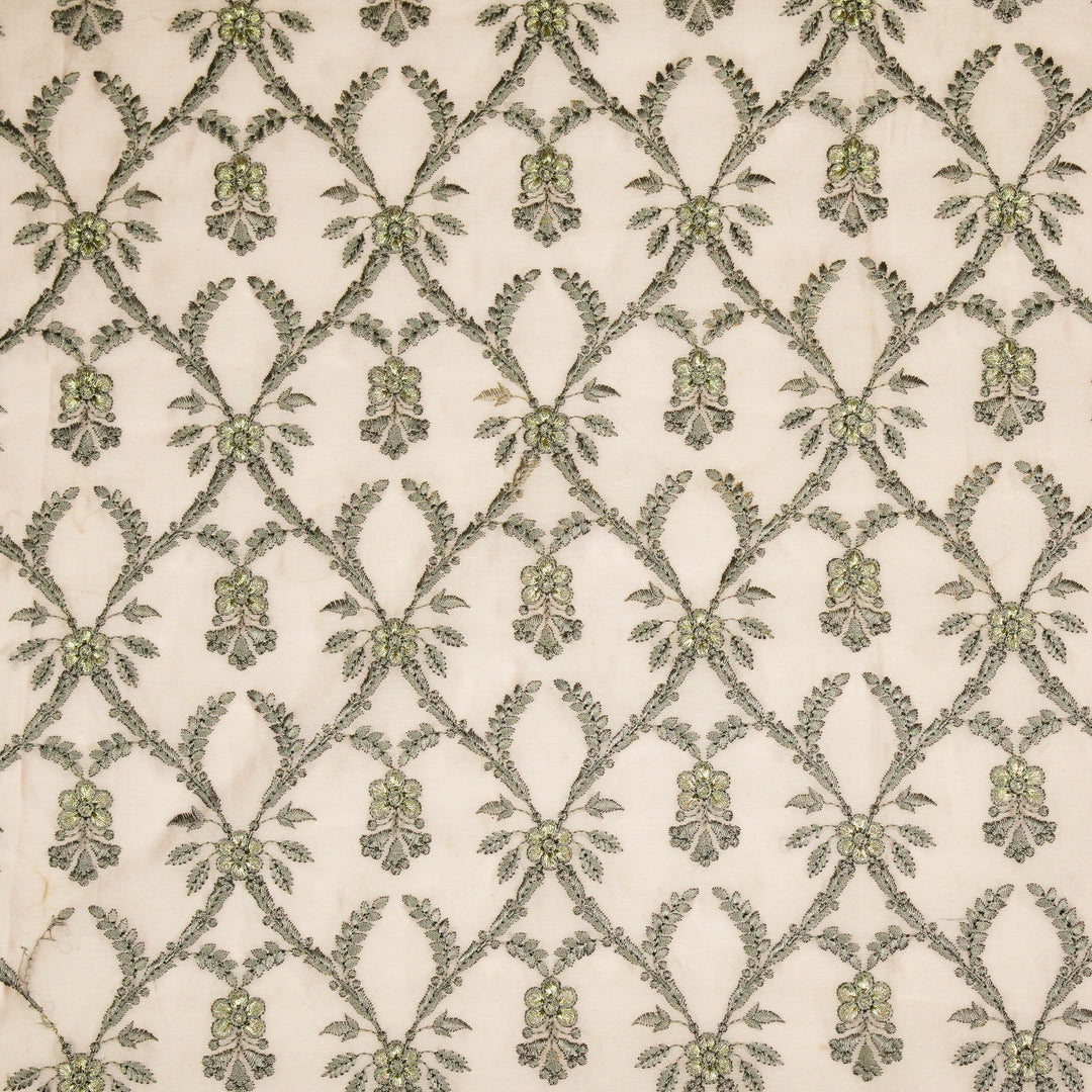 Trishika Jaal on Light Blush Silk Chanderi Embroidered Fabric