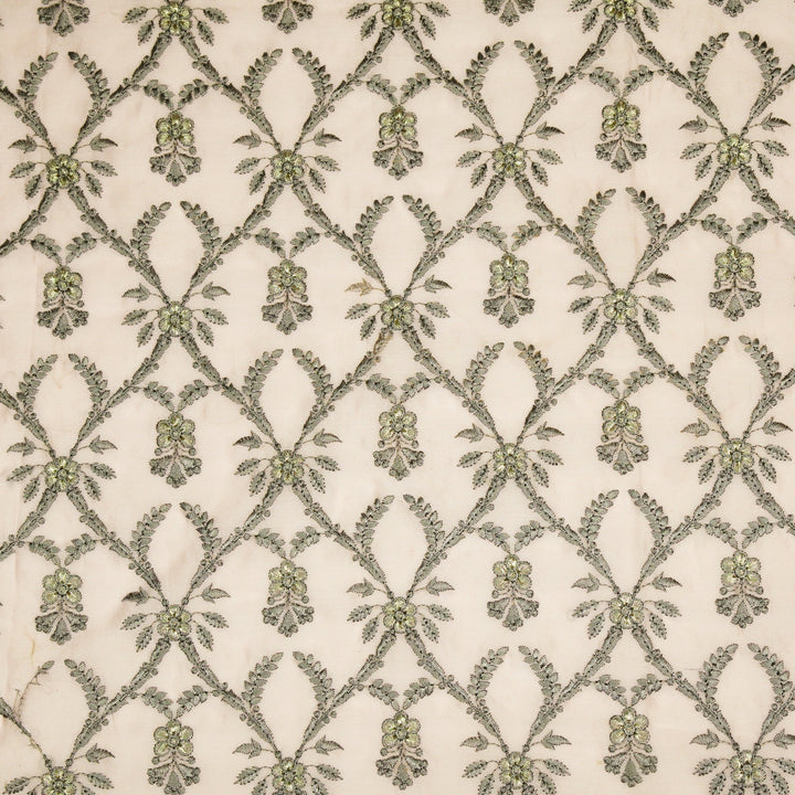 Trishika Jaal on Light Blush Silk Chanderi Embroidered Fabric