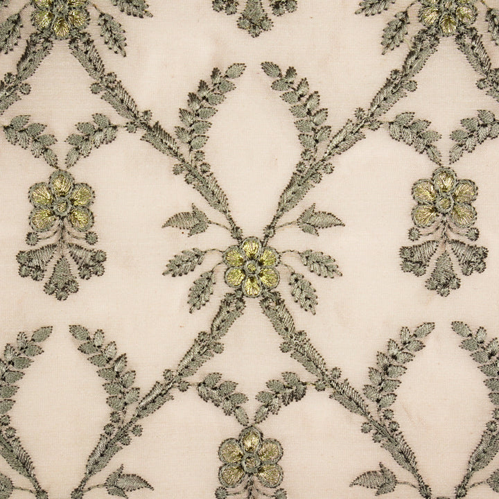 Trishika Jaal on Light Blush Silk Chanderi Embroidered Fabric