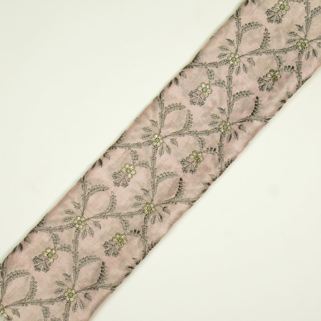 Trishika Jaal on Light Blush Silk Chanderi Embroidered Fabric