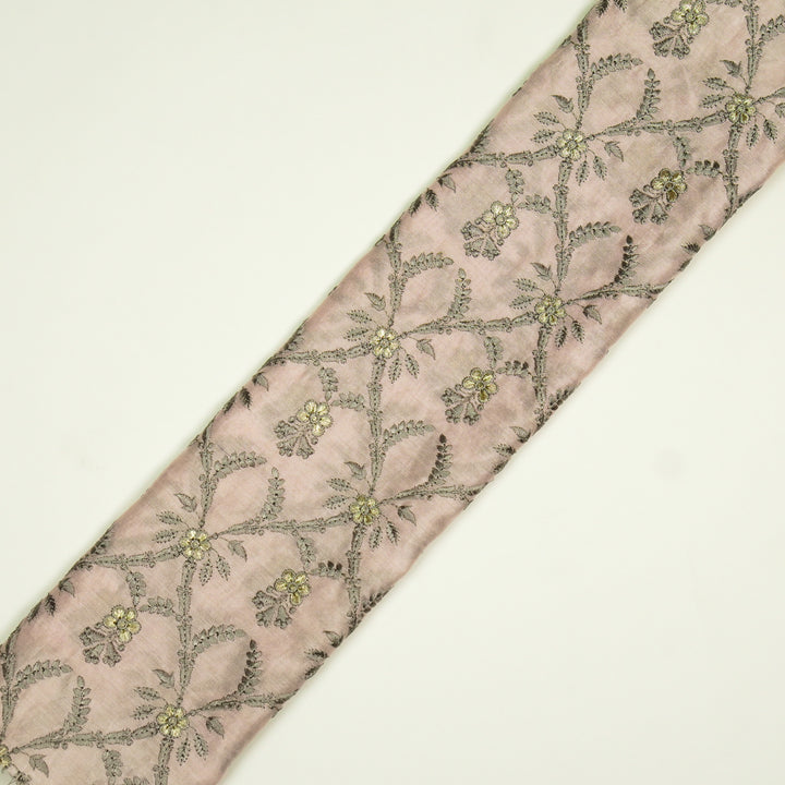 Trishika Jaal on Light Blush Silk Chanderi Embroidered Fabric