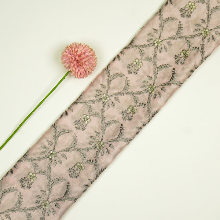 Trishika Jaal on Light Blush Silk Chanderi Embroidered Fabric
