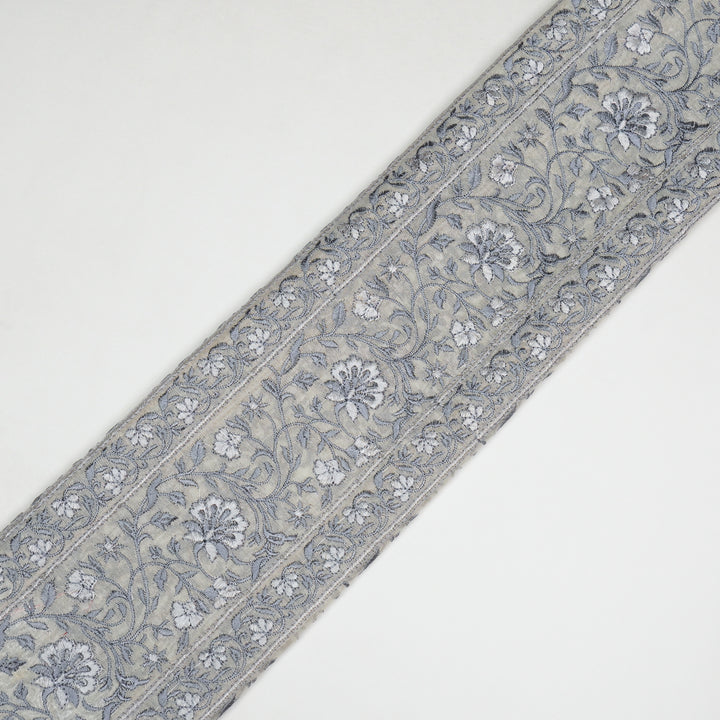 Shan Jaal on Cream/Grey Cotton Silk Embroidered Fabric