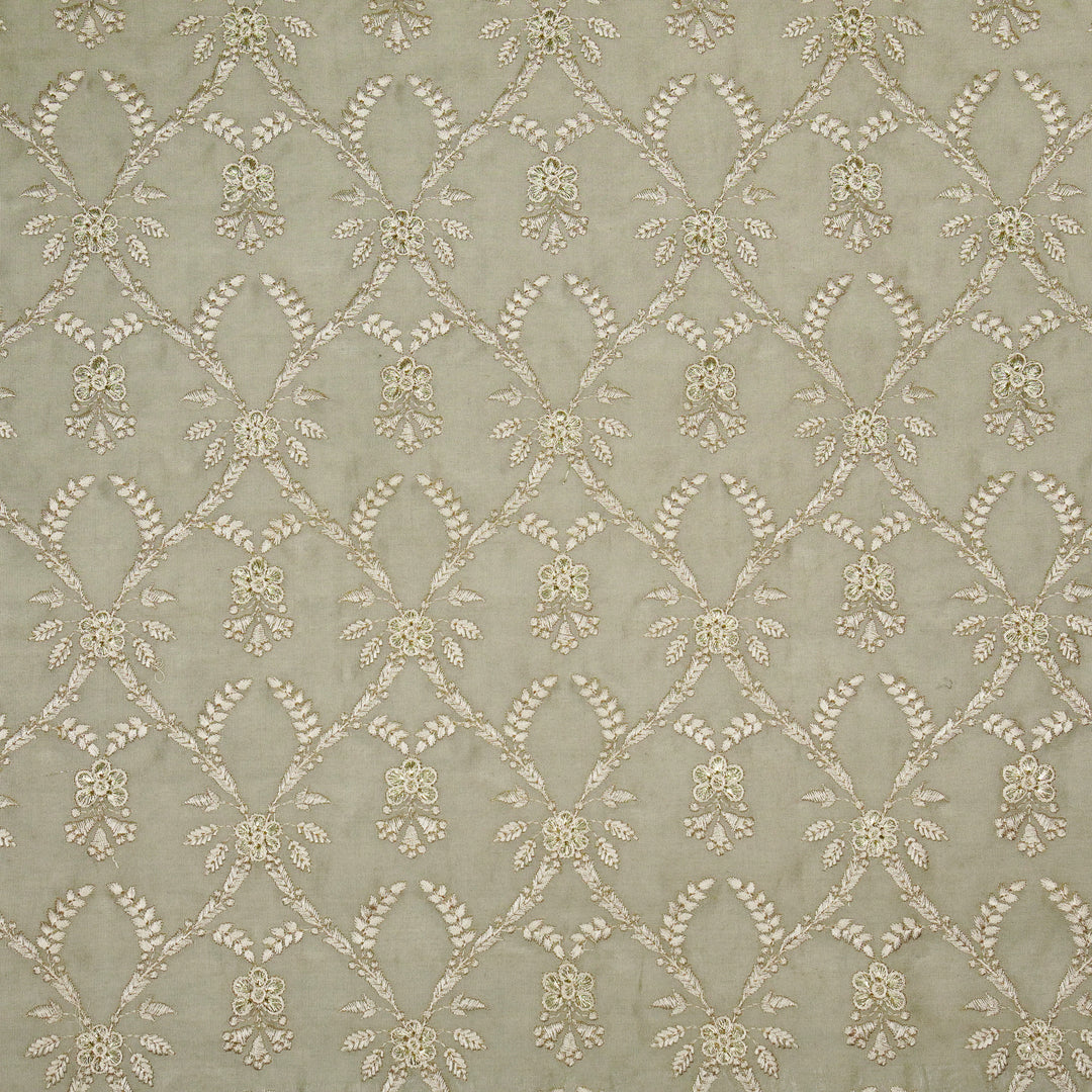 Trishika Jaal on Mouse Silk Chanderi Embroidered Fabric