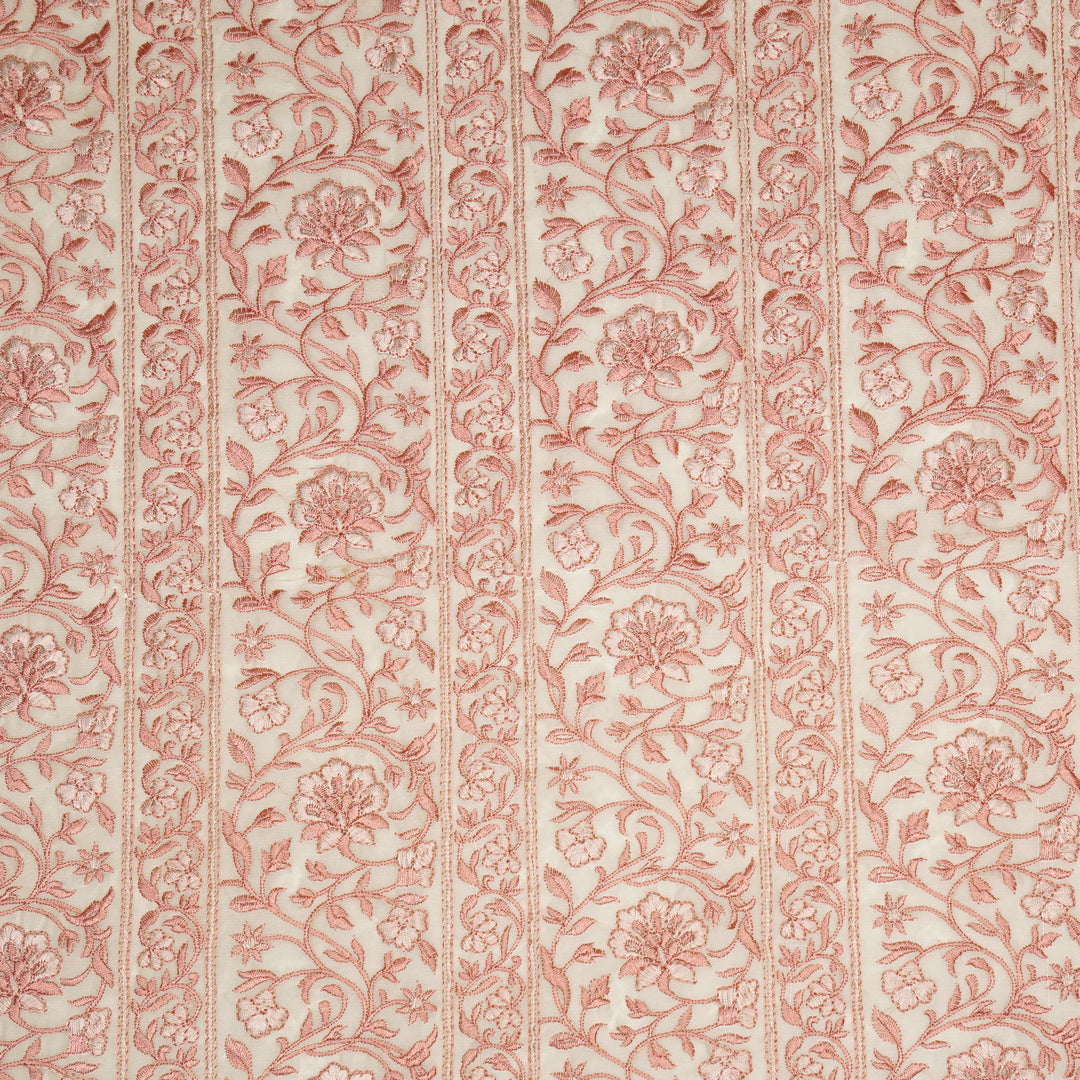 Shan Jaal on Cream/Blush Cotton Silk Embroidered Fabric