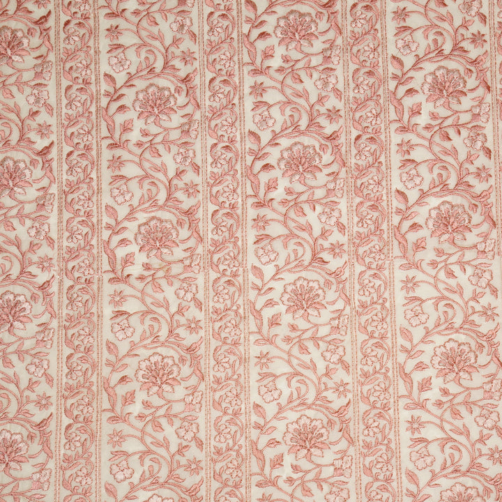 Shan Jaal on Cream/Blush Cotton Silk Embroidered Fabric