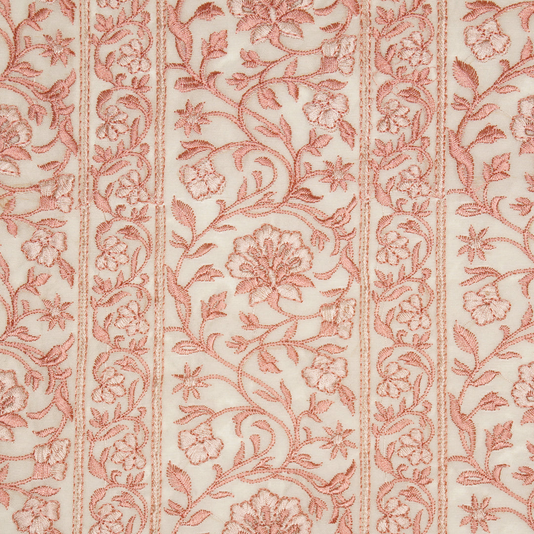 Shan Jaal on Cream/Blush Cotton Silk Embroidered Fabric