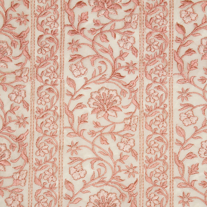 Shan Jaal on Cream/Blush Cotton Silk Embroidered Fabric