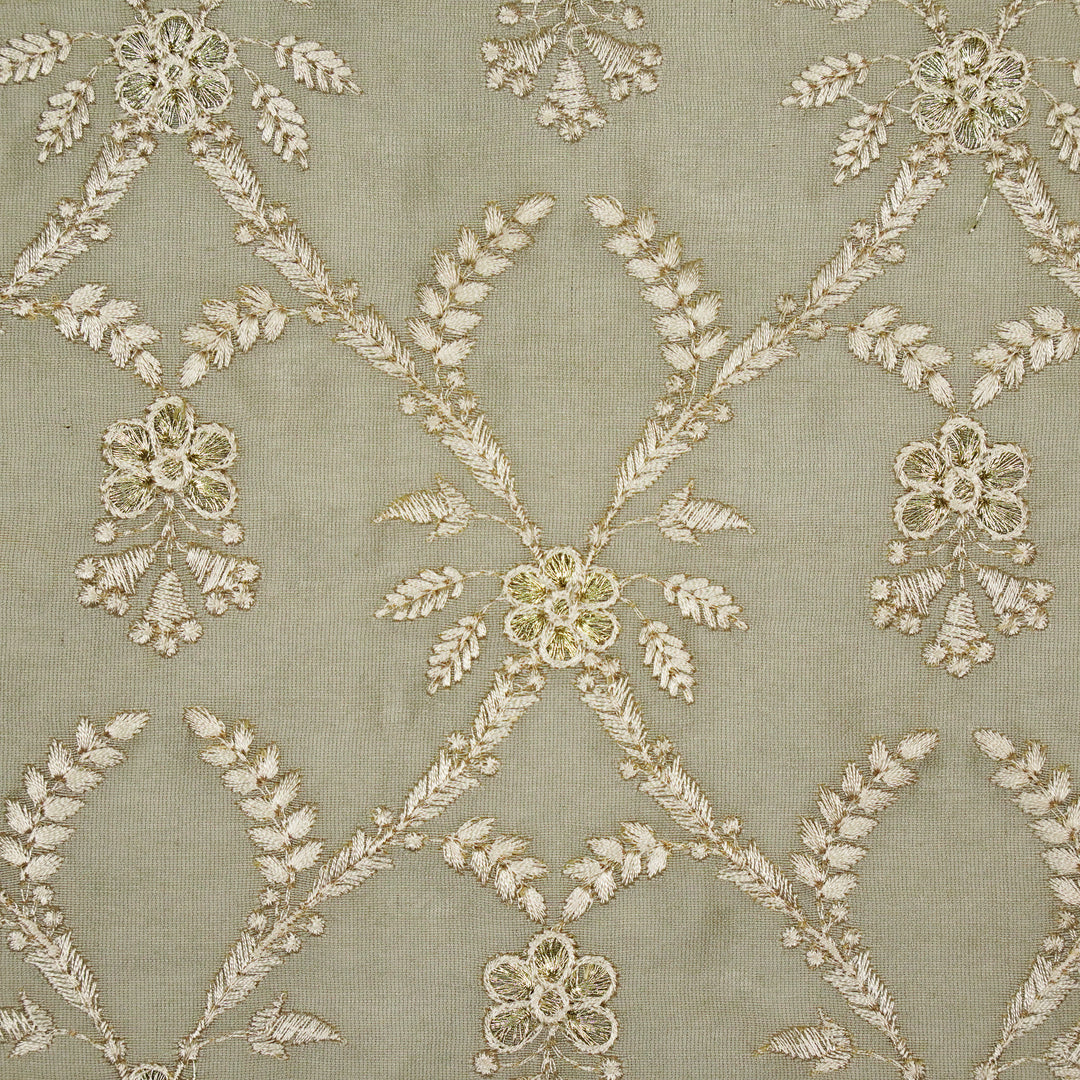 Trishika Jaal on Mouse Silk Chanderi Embroidered Fabric