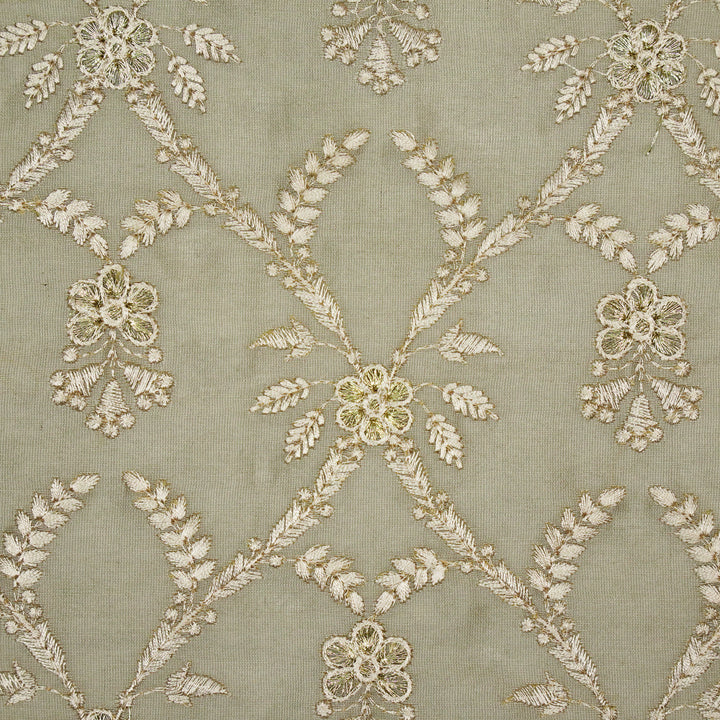 Trishika Jaal on Mouse Silk Chanderi Embroidered Fabric